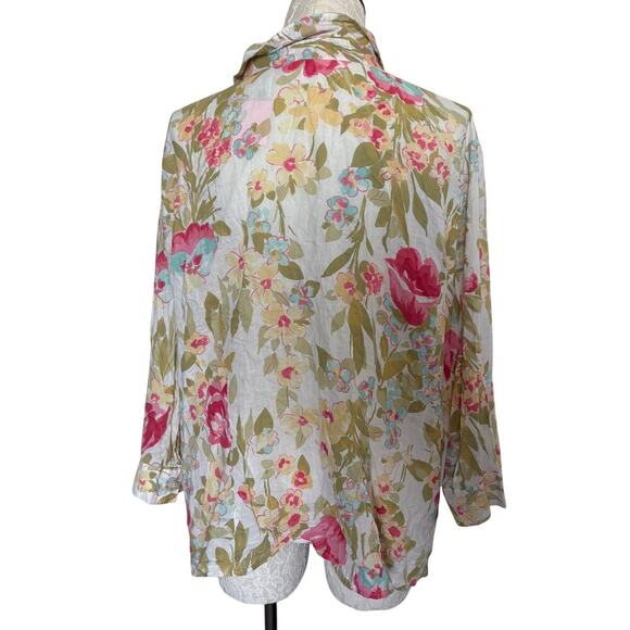 Emma James Woman 22W Floral Button-Up Blouse Cotton – Romantic Garden Print - Picture 6 of 7